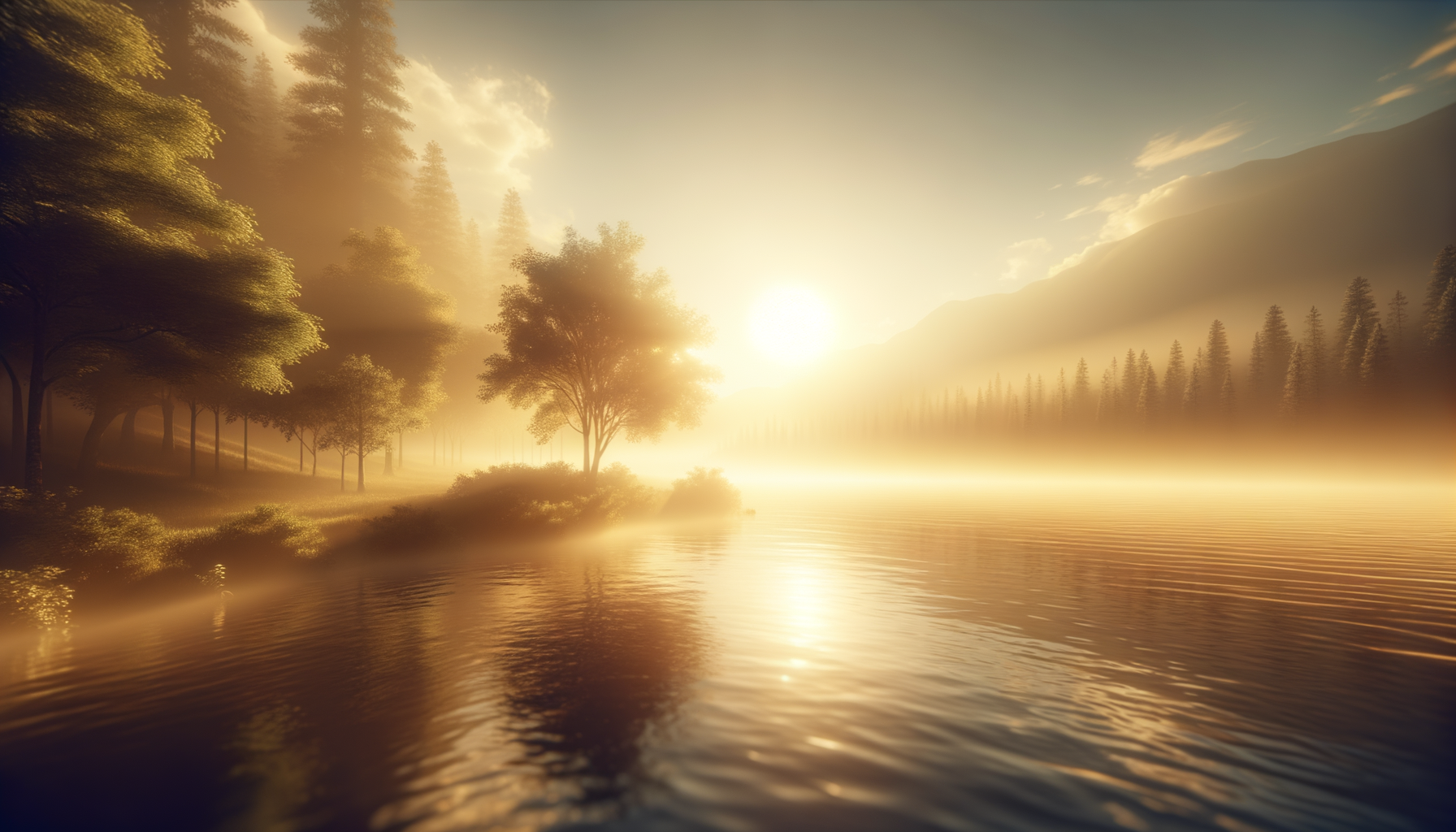 Good morning status images with sunrise over lake