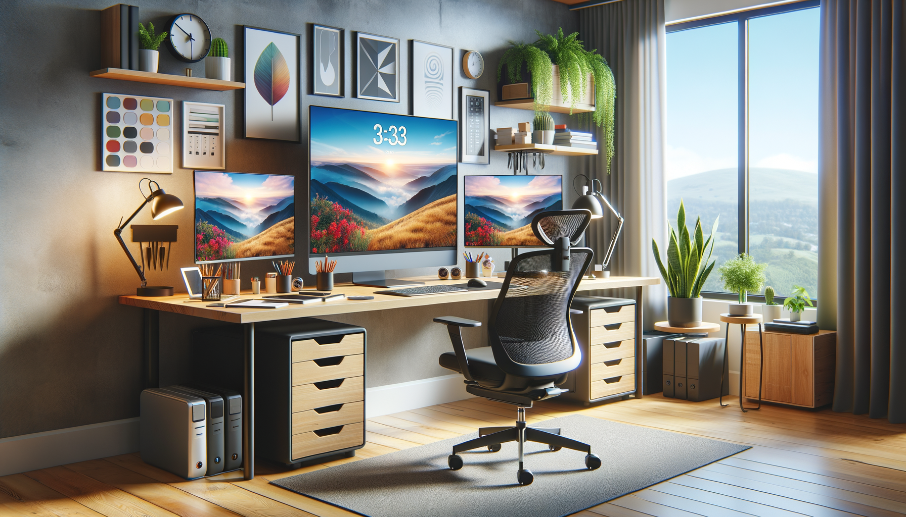 Remote work setup with modern home office technology.