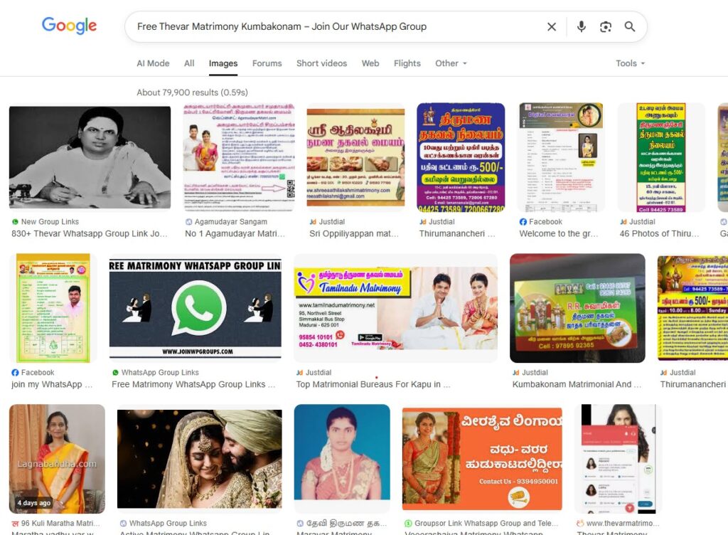Free Thevar Matrimony WhatsApp Group in Kumbakonam – Agamudaiyar, Kallar, Maravar families